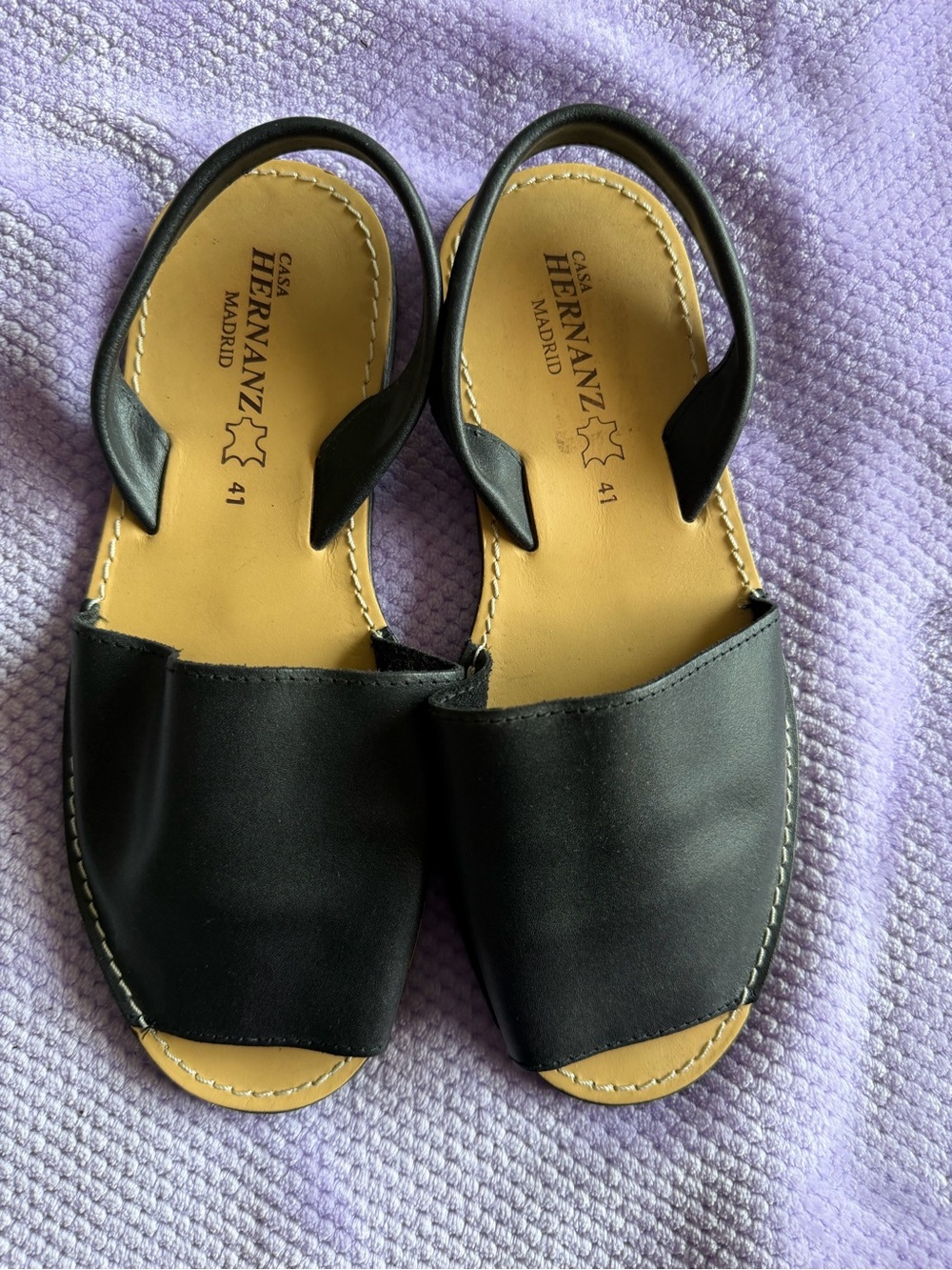 Black Leather Women’s Espadrille Sandals size 10.5